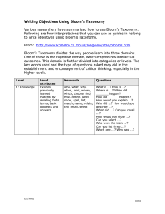 Lesson Plan Rubric – for writing objectives using Bloom`s taxonomy