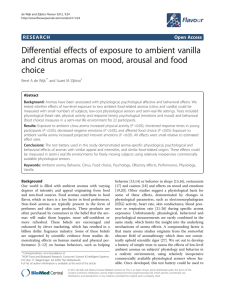 Differential effects of exposure to ambient vanilla and citrus aromas