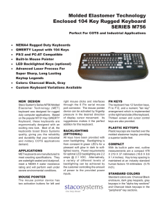 Molded Elastomer Technology Enclosed 104 Key Rugged Keyboard