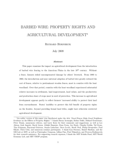 barbed wire: property rights and agricultural development