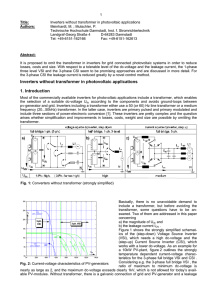 Inverters without transformer in photovoltaic applications 1