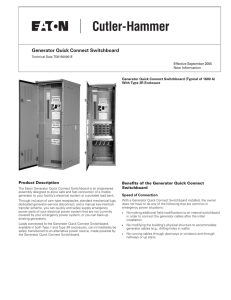 Generator Quick Connect Switchboard