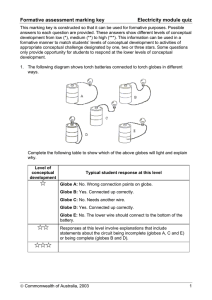 Formative Assessment Marking Key: Electricity Module Quiz: