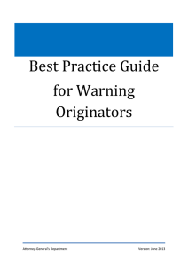 Best Practice Guide for Warning Originators - Attorney