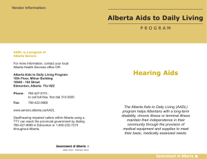 Alberta Aids to Daily Living Hearing Aids Brochure