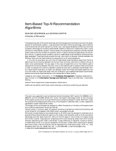 Item-Based Top-N Recommendation Algorithms