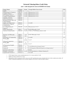 College of Engineering Universiti Teknologi Mara Credit Policy