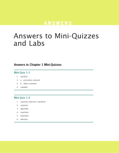 Answers to Mini-Quizzes and Labs