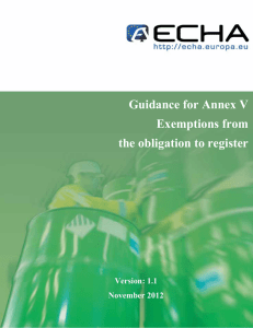Guidance for Annex V - ECHA