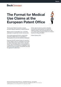 The Format for Medical Use Claims at the European