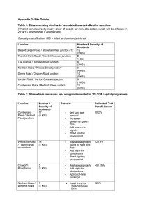Appendix 2: Site Details Table 1: Sites requiring studies to ascertain