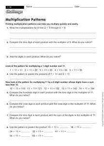 Unit 1-14 Multiplication Patterns