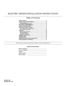 electric dryer installation instructions