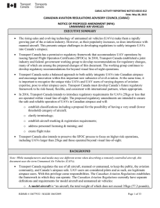 Notice of Proposed Amendment - Transport Canada / Transports