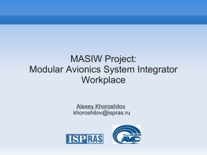 MASIW Project: Modular Avionics System Integrator Workplace