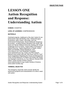 Lesson 1 - Understanding Autism - North Carolina Department of