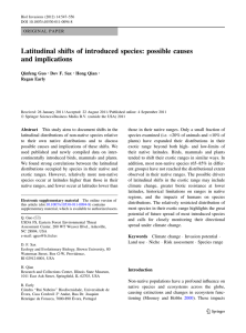 Latitudinal shifts of introduced species: possible