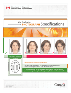 Visa application photograph specifications