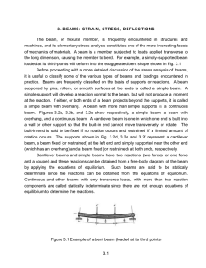 3. BEAMS: STRAIN, STRESS, DEFLECTIONS The beam, or flexural