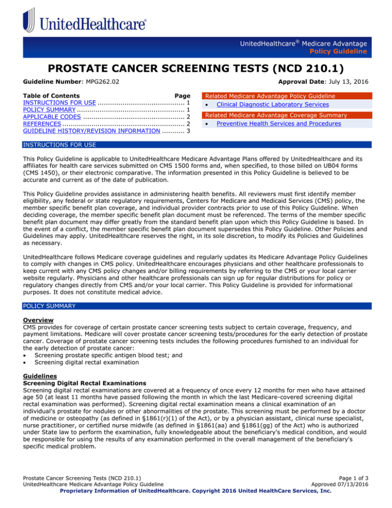 prostate cancer screening icd 10