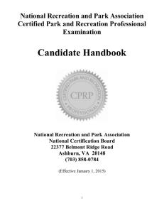 CPRP Candidate Handbook - National Recreation and Park