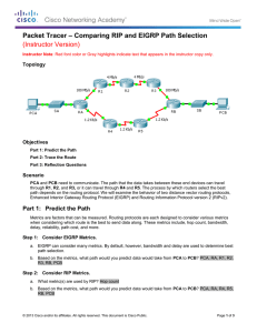 Packet Tracer – Comparing RIP and EIGRP Path Selection