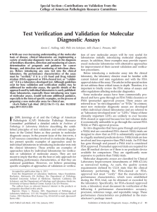 Test Verification and Validation for Molecular Diagnostic Assays