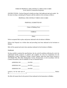FORM OF PROPOSAL FOR CONTRACT # BID 01-082114