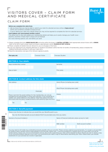 VISITORS COVER – CLAIM FORM AND MEDICAL CERTIFICATE
