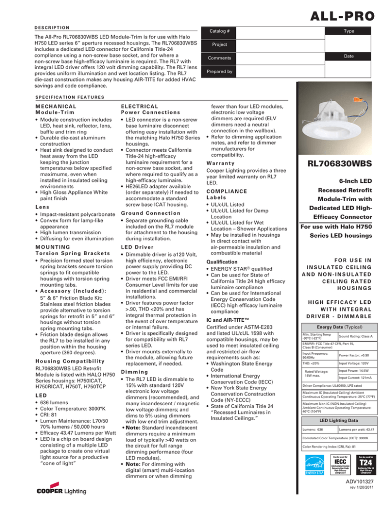 Spec Sheet Villa Lighting