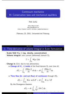 III. Conservation laws and mechanical equilibria