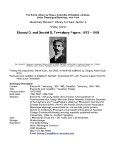 Elwood G. and Donald G. Tewksbury Papers, 1872