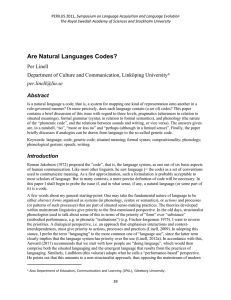 Per Linell – Are Natural Languages Codes?
