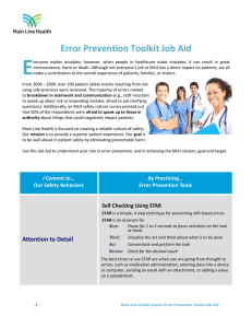 Error Prevention Toolkit Job Aid