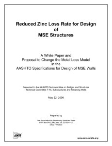Reduced Zinc Loss Rate for Design of MSE Structures