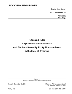 ROCKY MOUNTAIN POWER Rates and Rules Applicable to Electric