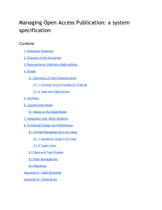 Managing Open Access Publication: a system specification