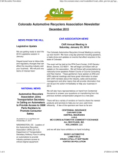 December 2015 - Colorado Auto Recyclers