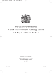 The Government Response to the Health Committee Audiology