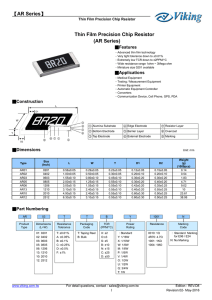 【AR Series】 Thin Film Precision Chip Resistor (AR Series)
