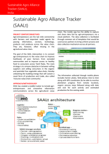 Sustainable Agro Alliance Tracker (SAALt)