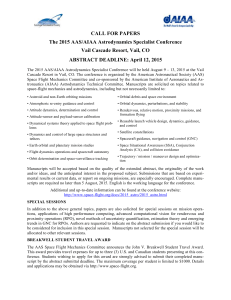 CALL FOR PAPERS The 2015 AAS/AIAA Astrodynamics Specialist