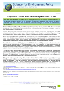 Keep within 1 trillion tonne carbon budget to avoid 2 ºC rise