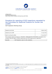 Procedure for reporting of GCP inspections requested by the