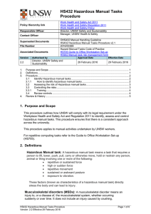 HS432 Hazardous Manual Tasks Procedure