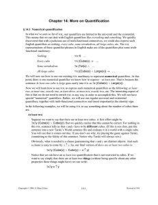 Chapter 14: More on Quantification