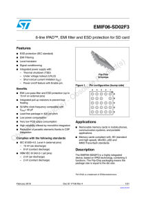 6-line IPAD™, EMI filter and ESD protection for SD card