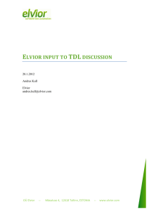 ELVIOR INPUT TO TDL DISCUSSION