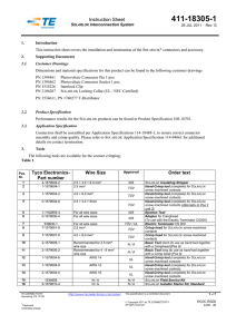 Instruction Sheet Tyco Electronics- Part number Wire Size Order text