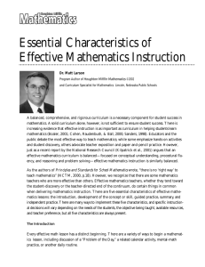 Essential Characteristics of Effective Mathematics Instruction